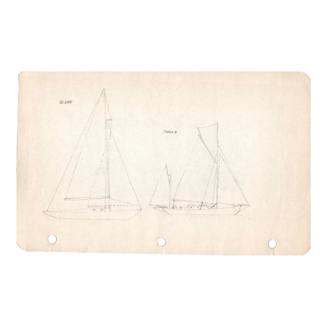 1940s Maine Marine Architectural Drawing on Paper For Sale