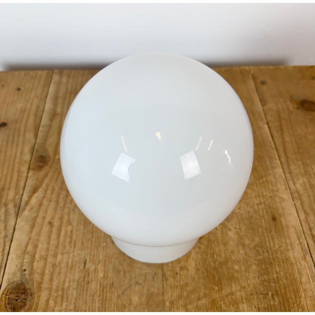 Vintage White Porcelain and Glass Ceiling Light, 1970s For Sale - Image 4 of 12