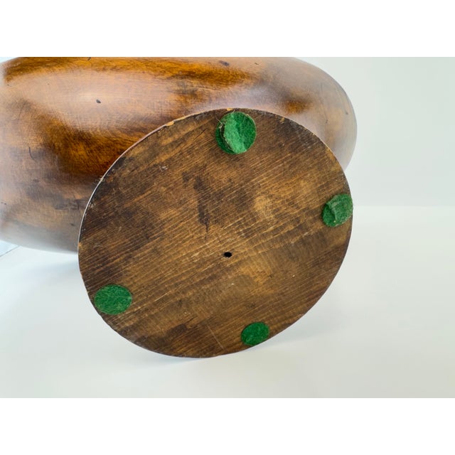 Vintage Hand-Carved Oval Wood Pedestal Centerpiece Bowl For Sale - Image 11 of 11