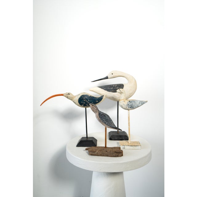 Early 20th Century American Folk Art Shorebird With Blue Wing and Painted Beak, Mid-20th Century For Sale - Image 5 of 5