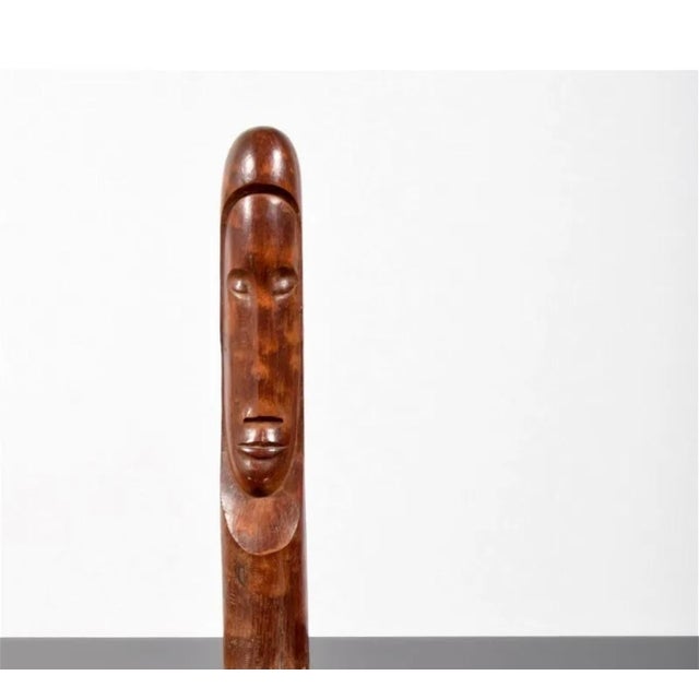 Art Deco Florencio Gelabert, Cuban Master Florencio Gelabert Sculpture Large Wood Carving Bust Man Portrait For Sale - Image 3 of 18