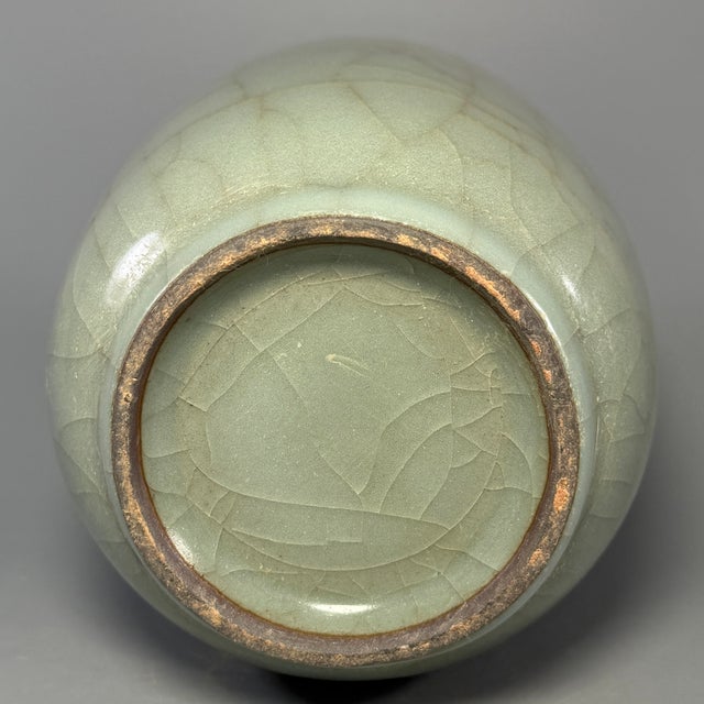 Antique Longquan Celadon Covered Jar, Chinese Crackle Glaze Jar For Sale - Image 6 of 6