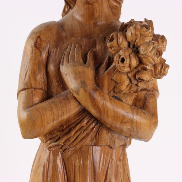 Antique Sculpture in Olive Wood For Sale - Image 4 of 11