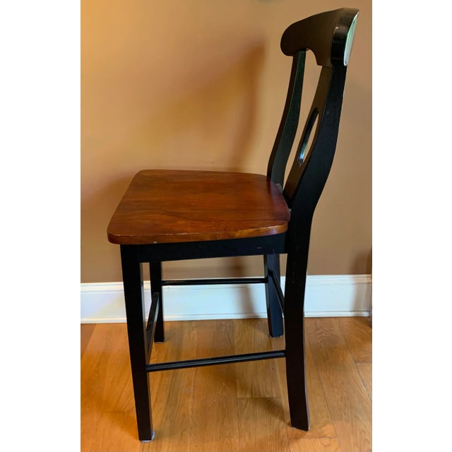 1990s Vintage Wood Bar Stool For Sale - Image 4 of 12