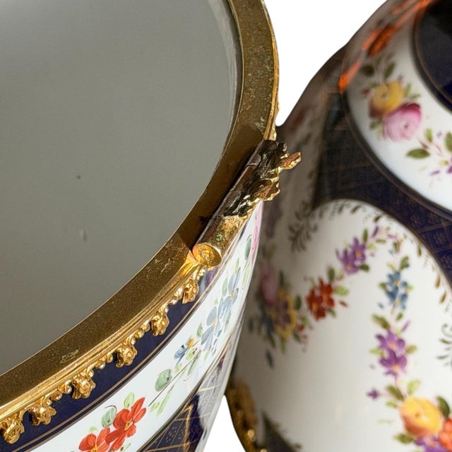 1980s Large 32" French Style Porcelain Egg Jar With Gilt Ormolu Mounts For Sale - Image 11 of 11