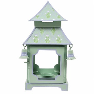 Sage Green & Lavender Tulip Pagoda Lantern, Medium For Sale