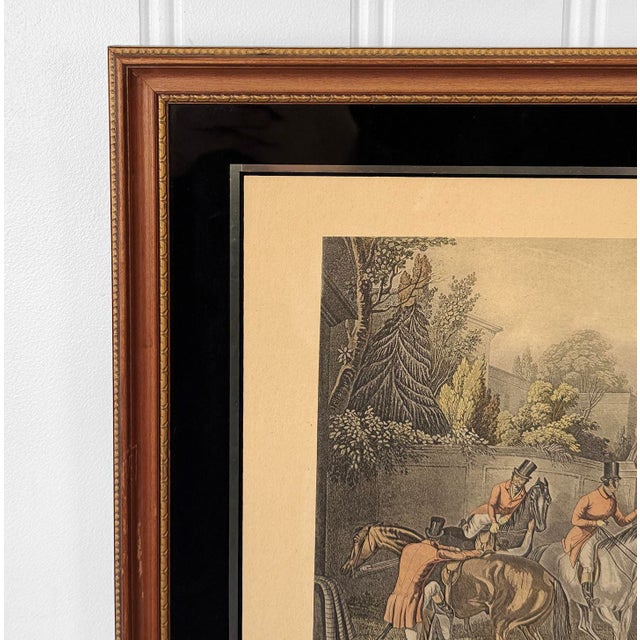 Antique English Fox Hunt Bachelor’s Hall Plate 1 Framed Art Lithograph For Sale - Image 6 of 9