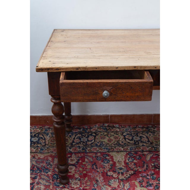 Rustic Antique Farmhouse Kitchen Table in Pine, France, 1880-1910 For Sale - Image 3 of 14