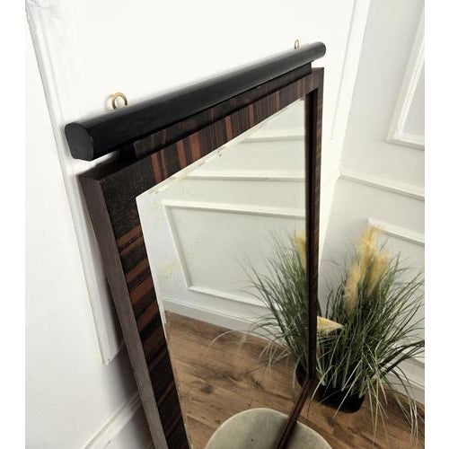 Wood Italian Art Deco Walnut Burl Wall Mirror, 1950s For Sale - Image 7 of 8