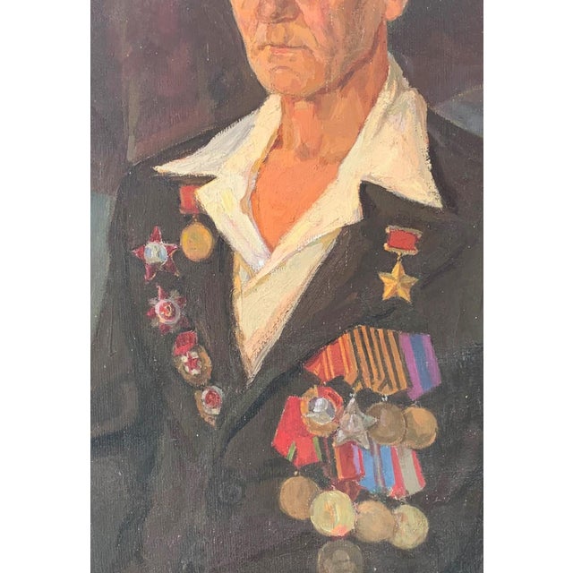 Soviet Union Hero Portrait Oil Painting, Ukrainian Artist g.g. Sokolovsky 110-77 For Sale - Image 4 of 6
