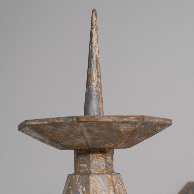 19th Century France Antique White Wood Candlestick For Sale - Image 12 of 15