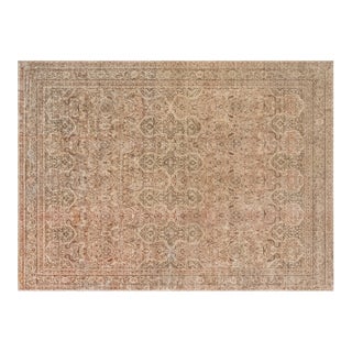 Vintage Persian Tabriz Brown Handmade Wool Rug For Sale