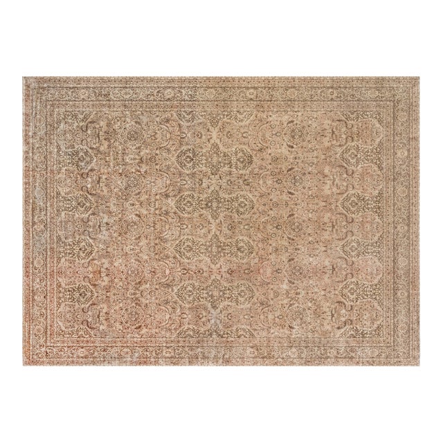Vintage Persian Tabriz Brown Handmade Wool Rug For Sale
