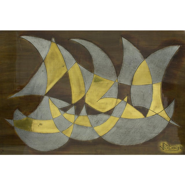 1970s French Artist Jacques Potage Brutalist Metal Wall Art Sculpture Panel, 1970s For Sale - Image 5 of 15