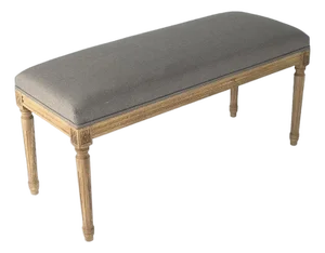 Lille Bench in Gray Linen with Natural Oak Frame