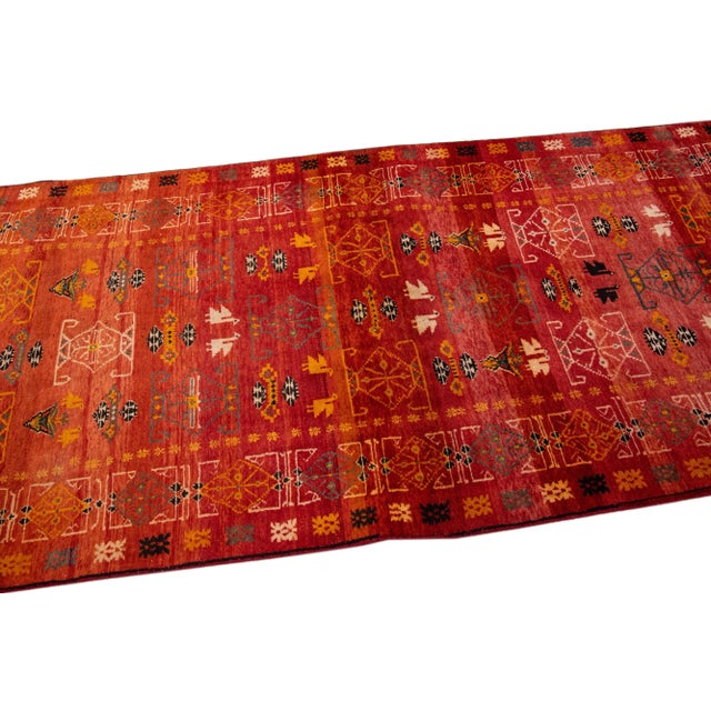 1960s Vintage Persian Heriz Handmade Red All-Over Wool Runner For Sale - Image 4 of 7