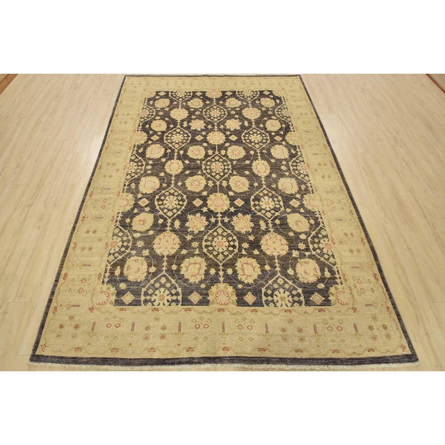 Farmhouse Ziegler Rug 6’4” X 9′ Dark Gray Wool Traditional Hand-Knotted Oriental Carpet For Sale - Image 3 of 13