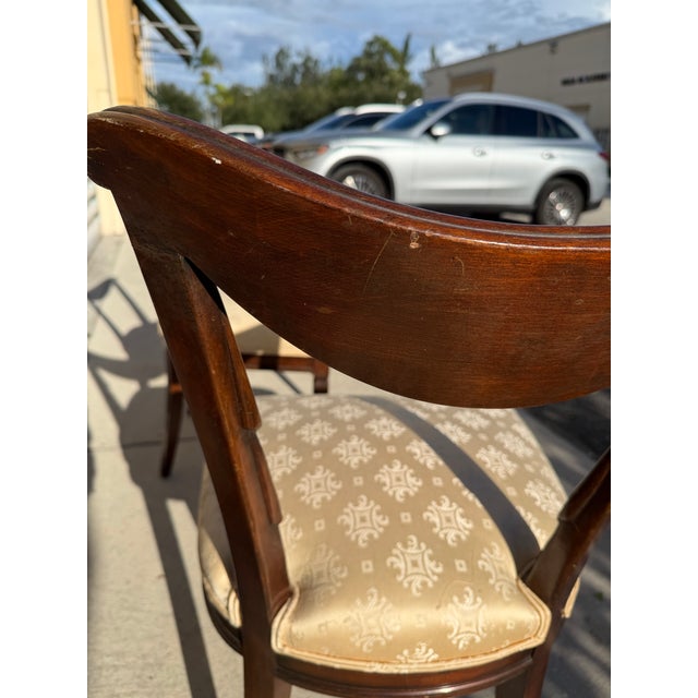 Brown 1940s Hollywood Regency Carved Wood Swag-Back Chairs in the Manner of Grosfeld House For Sale - Image 8 of 12