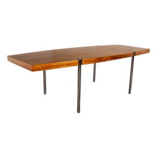 Late 20th Century Modern Dining or Conference Table Walnut and Chrome Boat Shaped by Jens Risom for Howe Furniture For Sale
