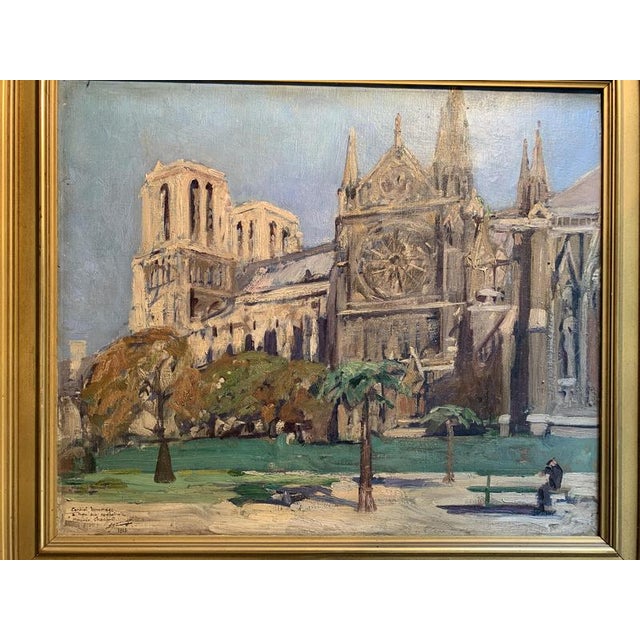 Lucien Jonas, The Garden of Notre Dame, 1928, Oil on Canvas For Sale - Image 7 of 7