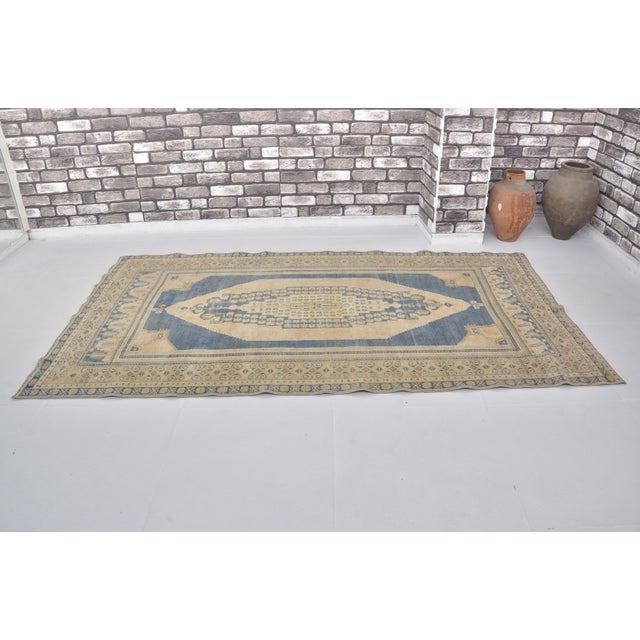 Handmade wool carpet in Turkish Anatolia , Vintage Oushak Rug,Turkish Vintage Anatolian Rug, Handmade wool Rug . One Of...