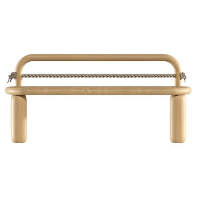 Black Rope Bench in Gentle Natural Oak by Virginia Arlotto For Sale - Image 8 of 8