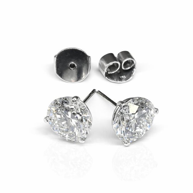 Gia Certified 18k (750) White Gold Natural Diamond Stud Earrings, A Pair For Sale In New York - Image 6 of 10