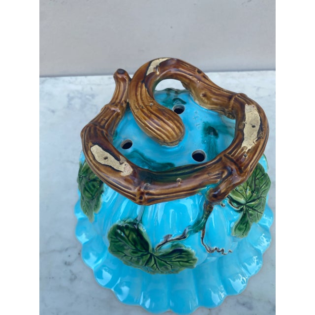 Aqua 19th Century English Majolica Floral Jardiniere Minton For Sale - Image 8 of 8