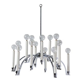 Midcentury Modern 14-Arm Chrome Chandelier by Lightolier For Sale