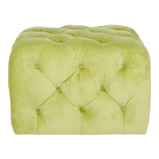 Overstuffed Ottoman, Green Apple For Sale
