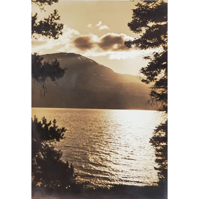 Pair early 20th century sepia toned lake and landscape photographs. Unsigned. Unframed.