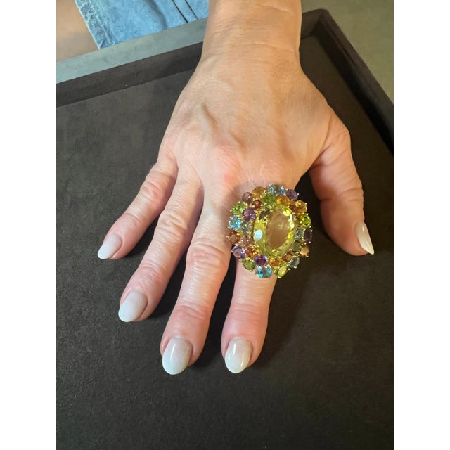 Bochic "Orient" Vintage Amethyst, Lemon Quartz & Citrine Ring Set In 18K Gold & Silver For Sale - Image 13 of 18