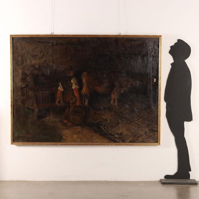 Giovanni Sottocornola, Figurative Scene, Oil on Canvas For Sale - Image 3 of 12