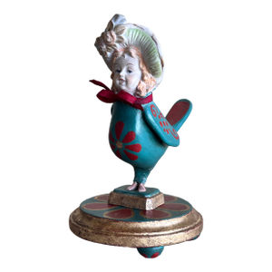 Curiosity Cabinet Victorian Style Lady Siren Bird With Human Face Figurine on the Gilt Stand