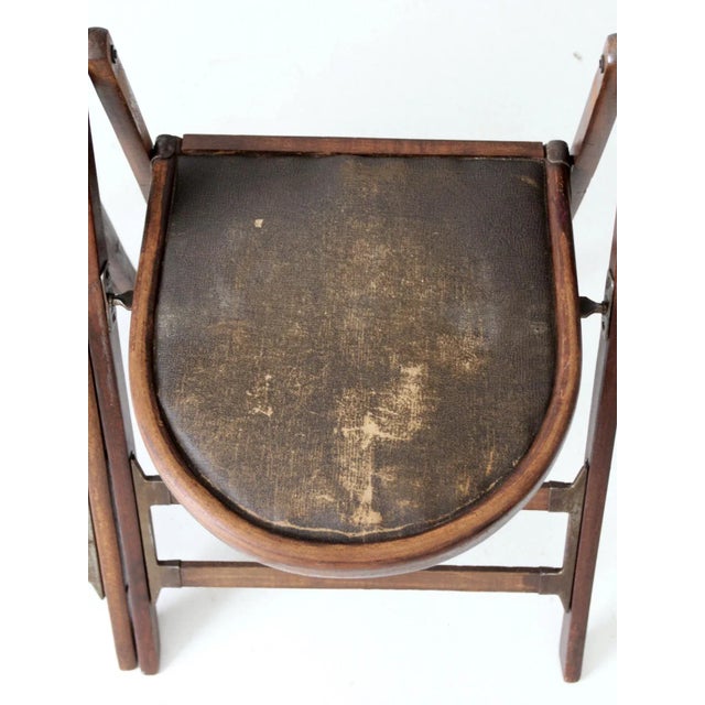 Antique Wooden Folding Chairs Pair For Sale - Image 10 of 13
