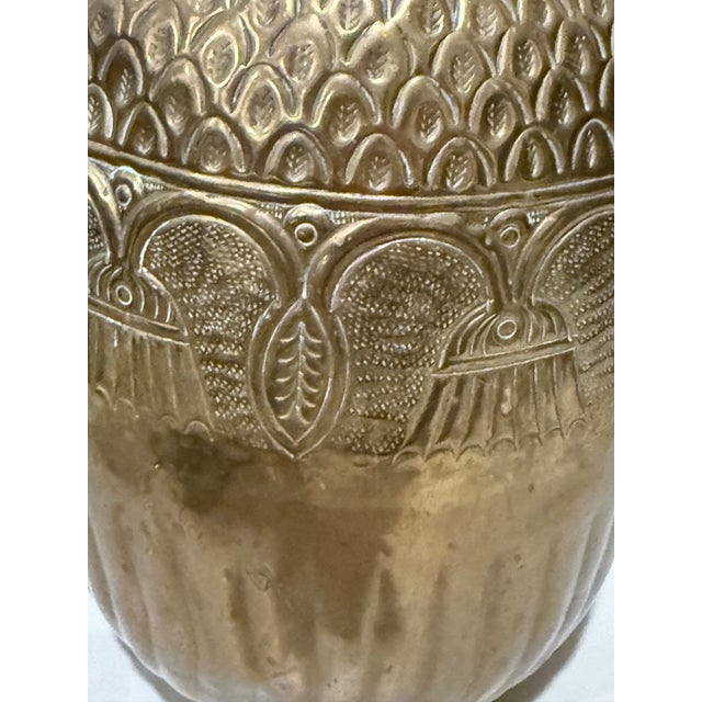 Mid 20th Centry Hammered Solid Brass Vase Hand Carved Decor Ornate For Sale - Image 11 of 11