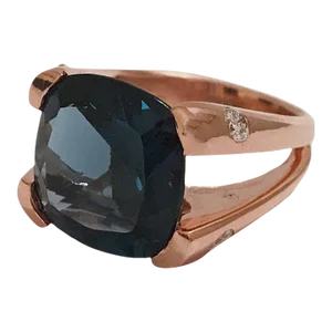 Christina Addison London Blue Topaz Large Cushion Ring With Diamonds