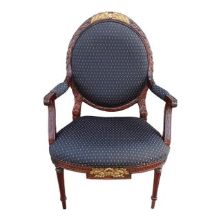 Late 19th Century Antique French Louis XV Wood Needlepoint Armchair For Sale