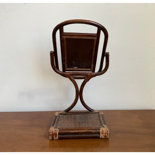 Vintage Italian Style Rattan & Bentwood Bamboo Vanity Tabletop Mirror For Sale - Image 10 of 18