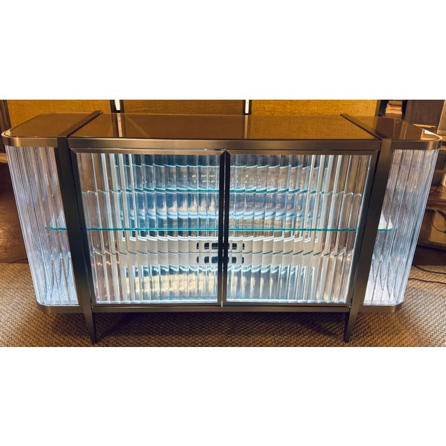 Caracole Modern Acrylic and Sati Nickel Light Up Stop and Stare Sideboard For Sale - Image 10 of 10
