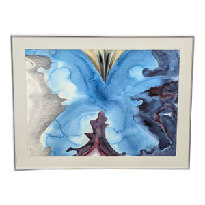 Mary Gizdich Original 1983 Abstract Watercolor Painting Framed Art “Blue Waltz”
