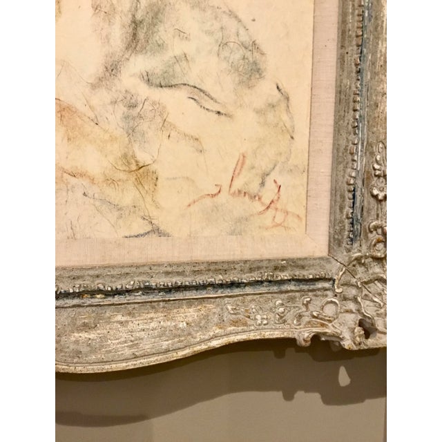 Modern 1960’s Signed Vintage Lady in a Hat Custom Framed Painting For Sale - Image 3 of 5