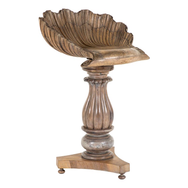 Italian Grotto Stool in Walnut For Sale
