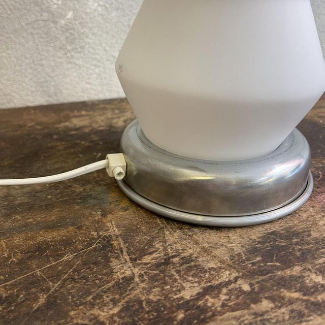Metal Space Age Murano and Opal Glass Table Lamp attributed to Mazzega, 1980s For Sale - Image 7 of 18
