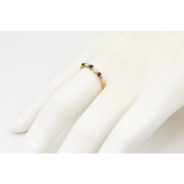 Vintage Sapphire and Diamond Five-Stone 14k Yellow Gold Ring, Size 8.25 For Sale In Miami - Image 6 of 6