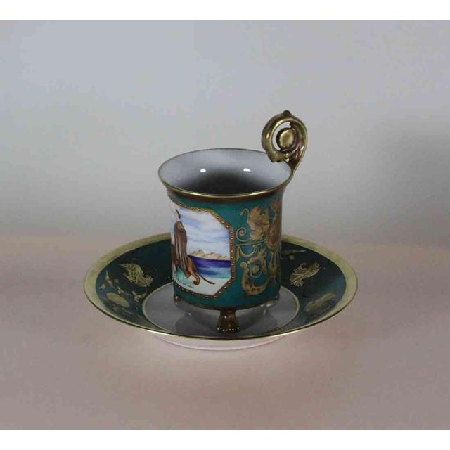 1990’s Vintage/New KPM Collectors Cup & Saucer With Painting and Graceful Rosace Handle For Sale In New York - Image 6 of 13