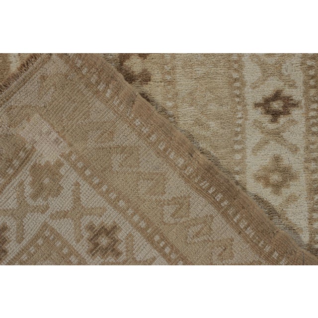 Beige Hand-Knotted Vintage Turkish Kars Rug in a Beige-Brown, White Medallion Pattern For Sale - Image 8 of 8