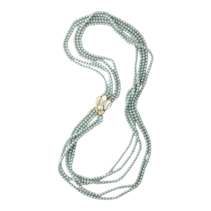 Kai-Yin Lo 5 Strand Cultured Pearl Necklace 14 Kt Gold and Diamond Clasp