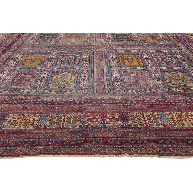 Antique Persian Four Seasons Garden Kerman Rug - 11'04 X 17'05 For Sale - Image 4 of 9