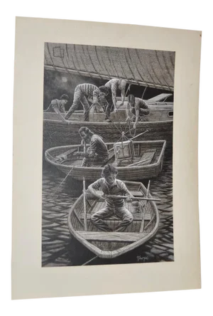 Jack London Book Illustration "The Cruise of the Dazzler" by Peter Thorpe c.1981